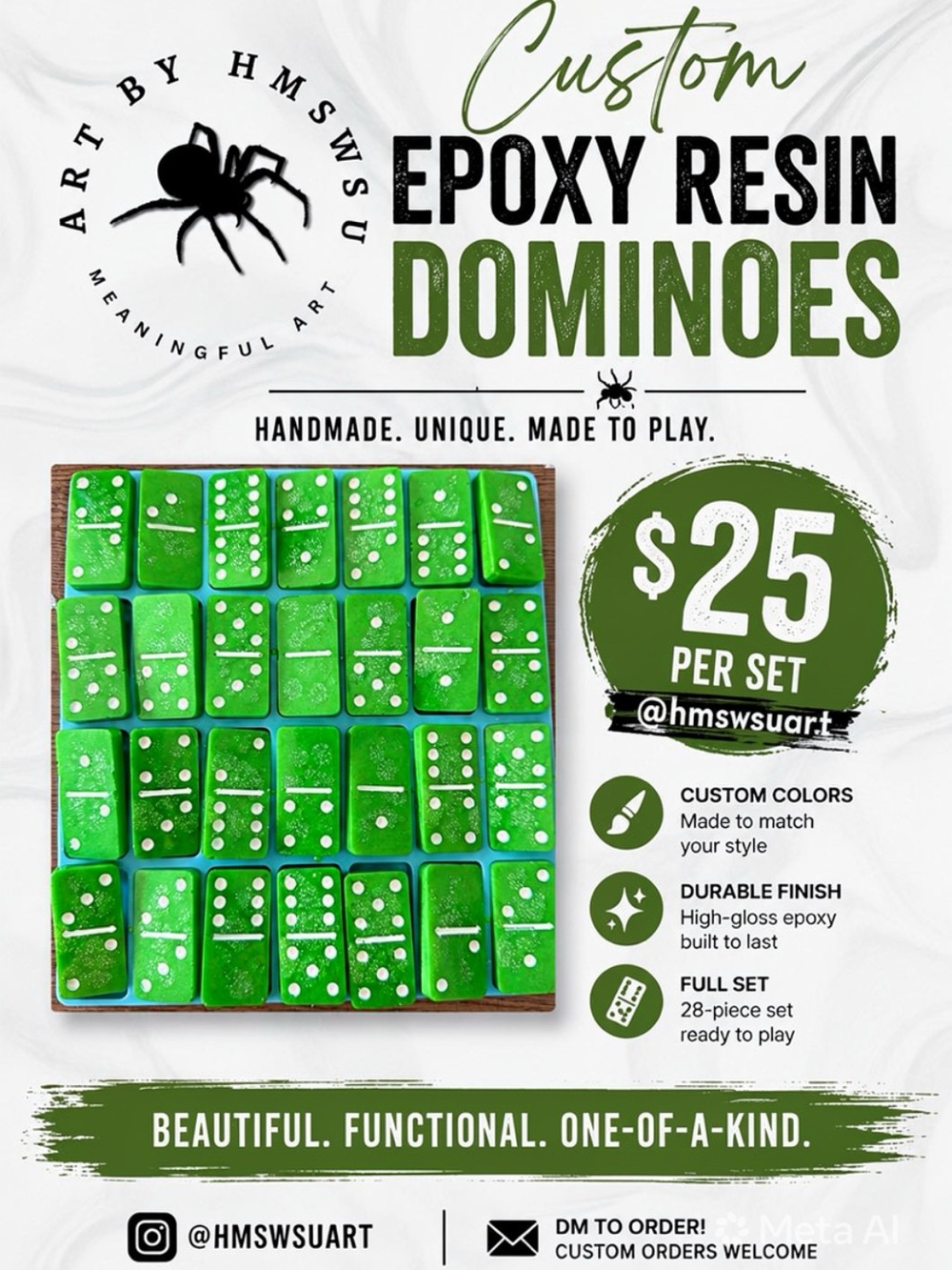 Custom Epoxy Resin Dominoes